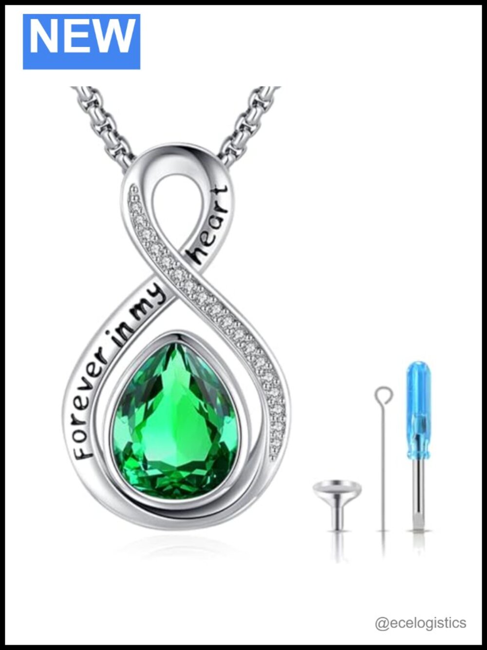 Sterling Silver Urn Necklace Teardrop Infinity Memorial Ashes Keepsake